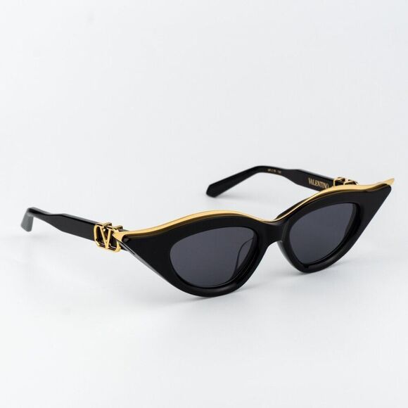 Valentino Women Sunglasses Black Gold Grey Cat Eye V-GOLDCUT - I VLS-114A 49 main image 6